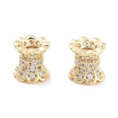 Brass Micro Pave Clear Cubic Zirconia Beads