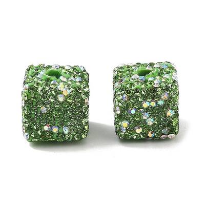 Cube Shape Polymer Clay Rhinestone Beads