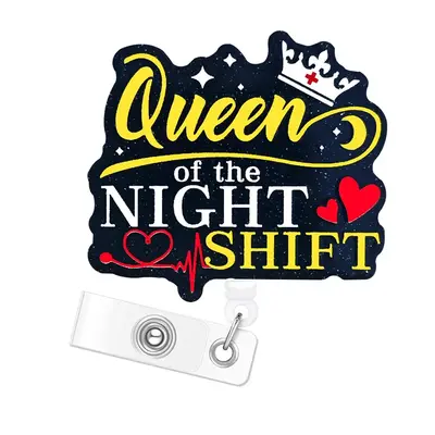 Slogan Graphic ID Badge Holder, 1 Count Retractable Badge Reel, ID Badge Holder For Nurse Doctor Student Worker Volunteer