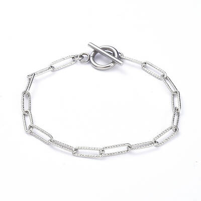 Tarnish Resistant 304 Stainless Steel Textured Paperclip Chain Bracelets