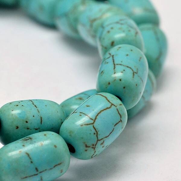 Dyed Barrel Synthetic Turquoise Beads Strands