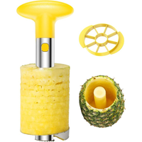 [New Deal] Easy Kitchen Tool Stainless Steel Fruit Pineapple Peeler Corer Slicer Cutter with Yellow Handle and Chrome Body, I...