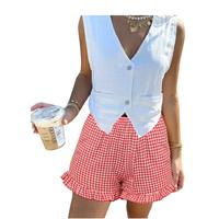 Boxer Shorts for Women Plaid Pajama 2025 Summer Casual Lounge Sleep Pj Gingham Shorts Y2K Beach Bottoms