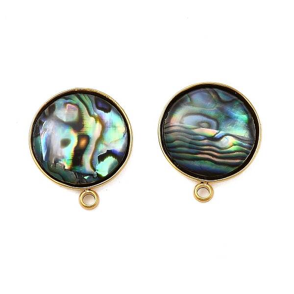 304 Stainless Steel Pave Natural Paua Shell Stud Earring Findings