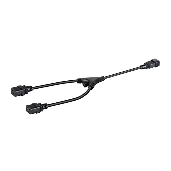 35117 Monoprice Heavy Duty Splitter Power Cord IEC 60320 C20 to 2x IEC 60320 C19 12AWG 20A SJTW 100-250V Black 2ft