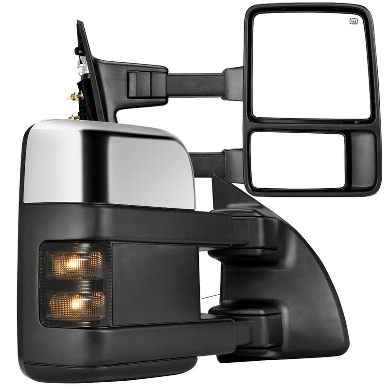 YITAMOTOR® 1999-2007 Ford F250 F350 F450 F550 Super Duty Towing Mirrors, LED Turn Signal Power Heated Telescoping Trailer