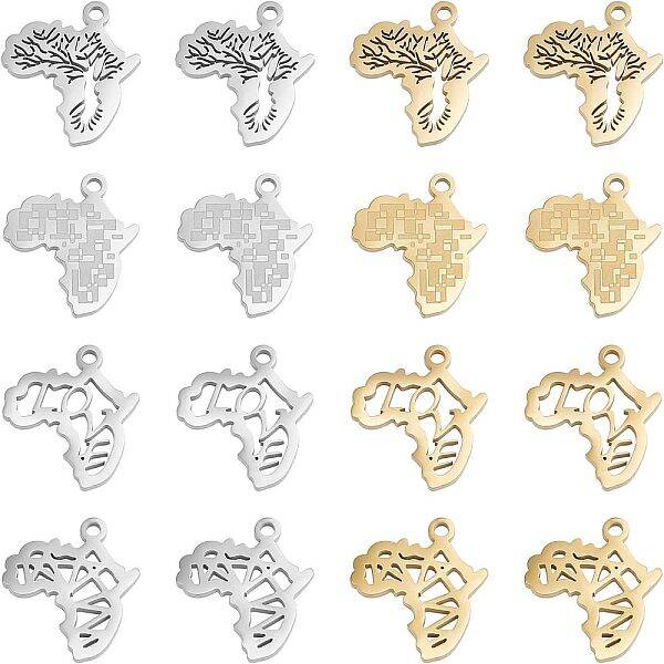 16Pcs 8 Style Ion Plating(IP) 304 Stainless Steel Pendants