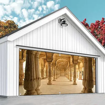 Aperturee India Palace Pillar Architecture Garage Door Banner