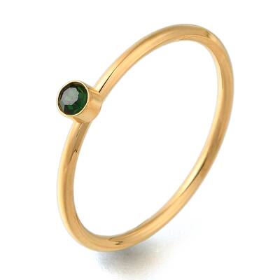 Ion Plating(IP) 304 Stainless Steel Rhinestone Solitaire Rings