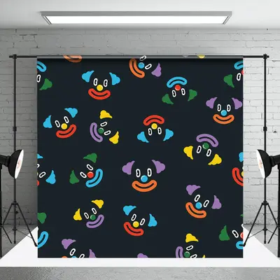 Black Circus Funny Clown Backdrop For Photography - Aperturee