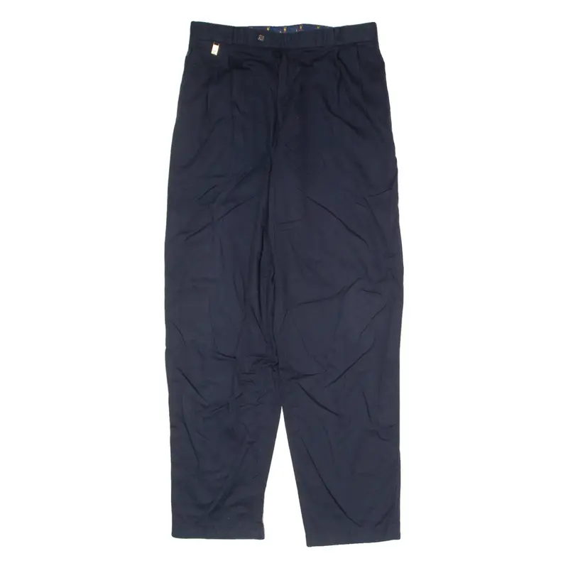 ADIDAS ORIGINALS Pleated Golf Mens Twill Trousers Blue Regular Straight W32 L32