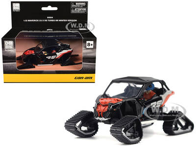 Can-Am Maverick X3 X RS Turbo RR Winter Version Chalk Gray and Magma Red with Driver Figure 1/32 Diecast Model by BRP Models