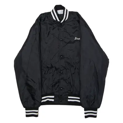 GEM SPORTSWEAR EYC Youth Sports 'Brett' Mens Bomber Jacket Black Nylon 80s USA M