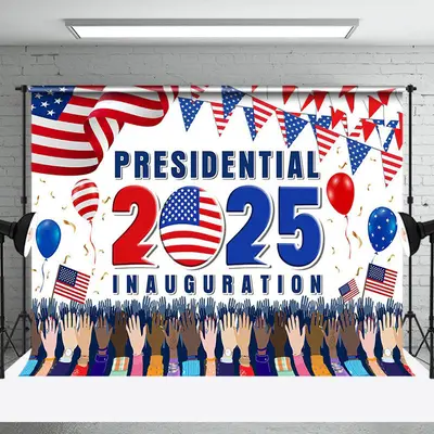 Flag Cheers Presidential 2025 Inauguration Backdrop - Aperturee
