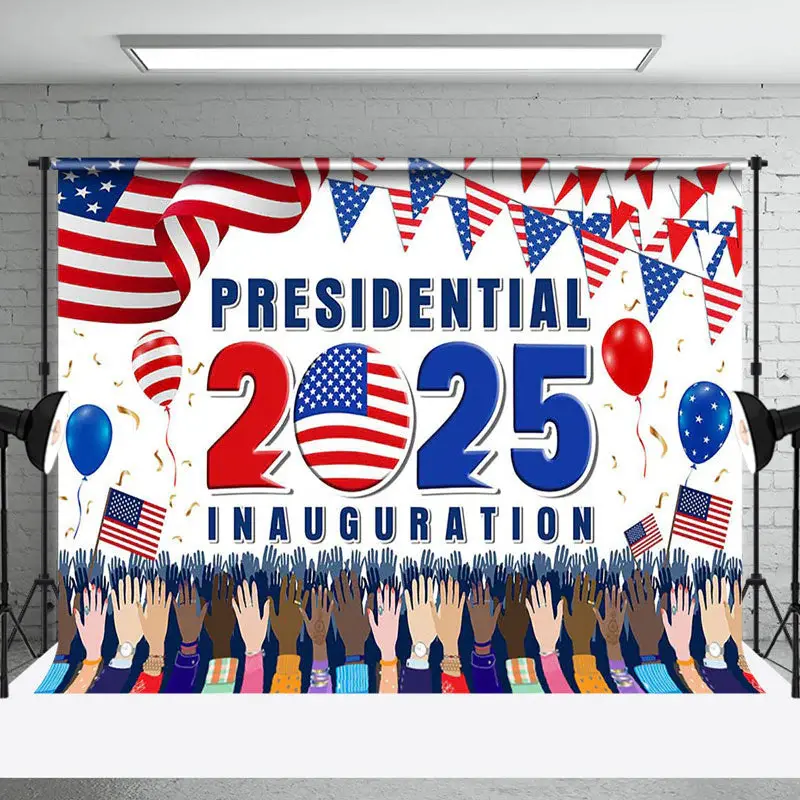 Flag Cheers Presidential 2025 Inauguration Backdrop - Aperturee