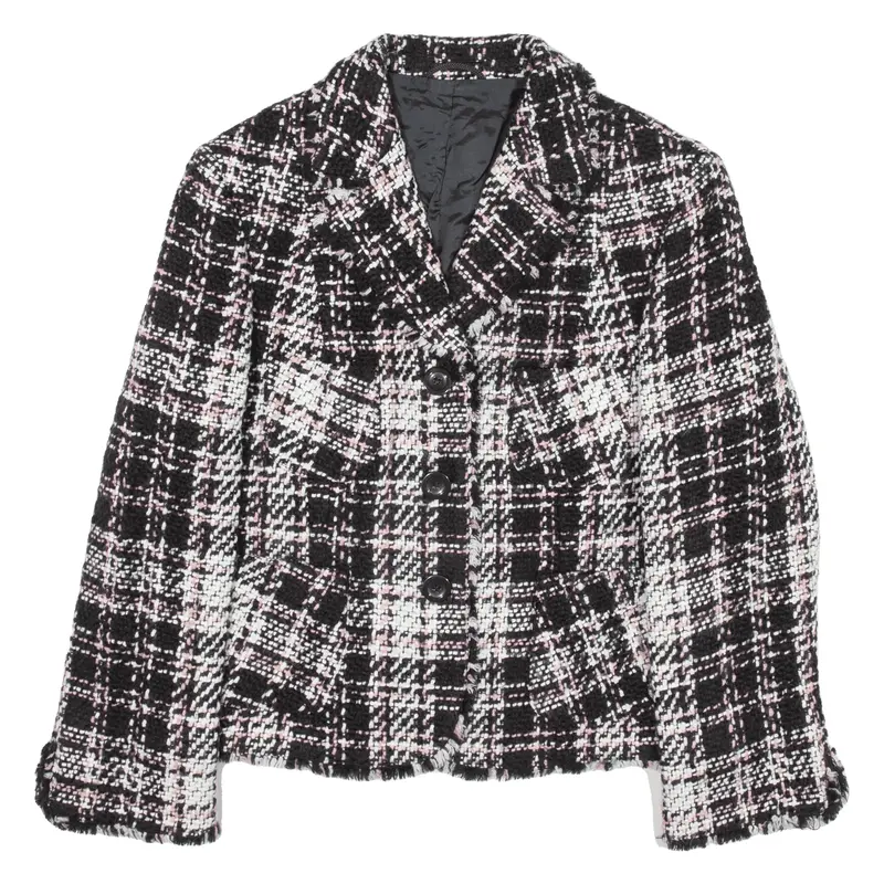 SIXTH SENSE Blazer Knit Jacket Black Wool Check Womens UK 16