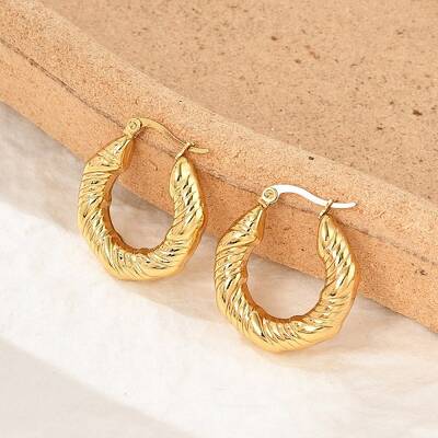 304 Stainless Steel Twist Hoop Earrings