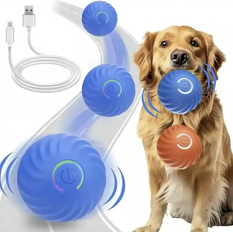 Four angels-Interactive Dog  Dog Balls, 2.7inMoving Dog Ball, Durable Motion Activated Automatic Rolling Ball , USB Rechargea...