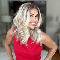 A09 by AISOM Pre Cut Bright Blonde with Brown T Part Glueless Ready to Wear Short Natural Wave 16 inches Synthetic Lace Wig P...