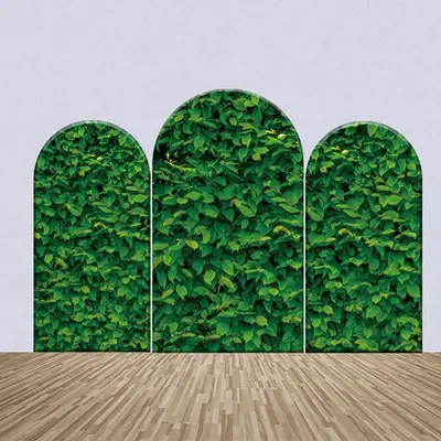 Green Leaves Theme One Sided Arch Party Backdrop Kit - Aperturee