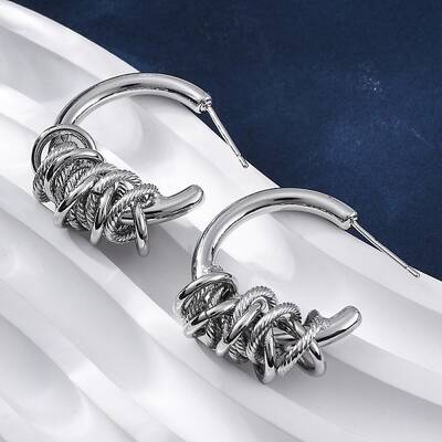 C-Shaped with knot Brass Stud Earrings
