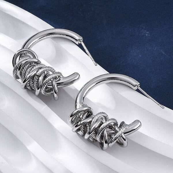 C-Shaped with knot Brass Stud Earrings