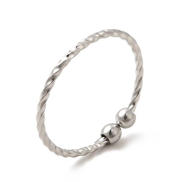 Non-Tarnish 304 Stainless Steel Beaded Open Cuff Ring for Women