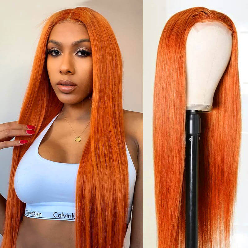 Ginger Color Wig 4x4 5x5 6x6 Glueless Lace Wigs 180% 250% Density hd Transparent Lace Wigs Ashimary Virgin Hair