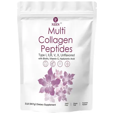 2LB/1LB   Multl Collagen Peptides Powder -Hyarolyzed ProteinPeptides(Type l,II, III, V,X) witnHyaluronic Acid,Blotin & Vitami...