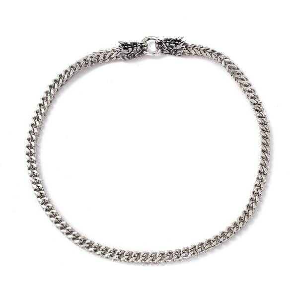 Non-Tarnish 304 Stainless Steel Wheat Chains Necklace with Dragon Clasps for Men Women