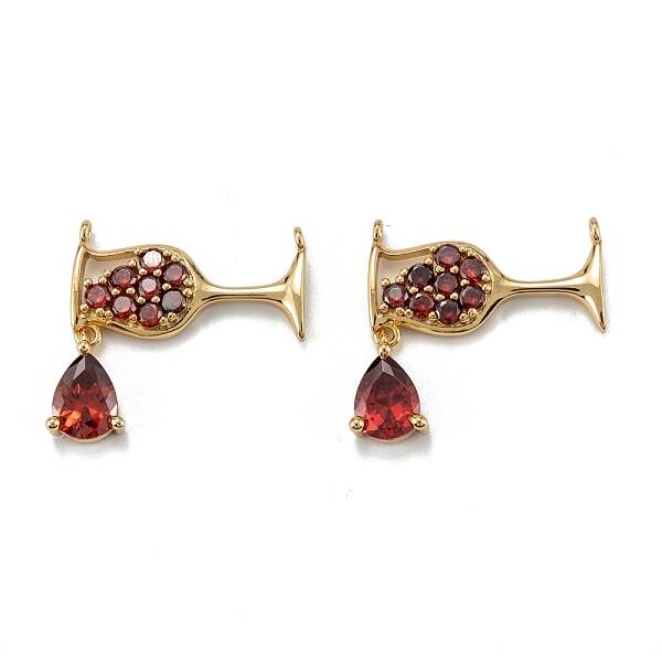 Brass Micro Pave Red Cubic Zirconia Pendants