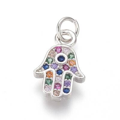 Brass Micro Pave Cubic Zirconia Charms