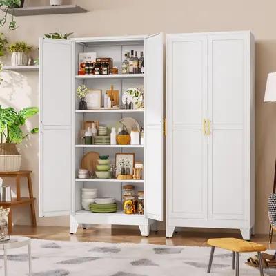 Metal Pantry Cabinet with 2 Doors and Adjustable Shelves - 71\