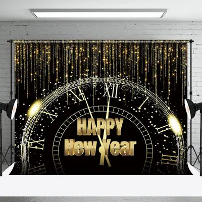 Aperturee Glittering Midnight Clock New Years Eve Backdrop - Aperturee