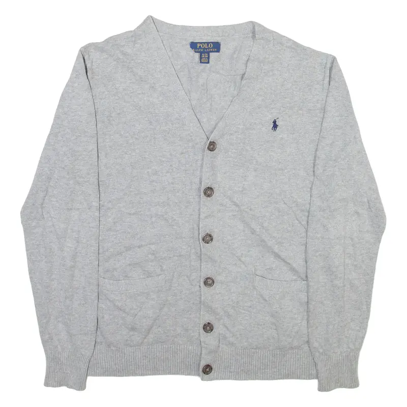 POLO RALPH LAUREN 18-20 Girls Cardigan Grey Button Neck Tight Knit XL