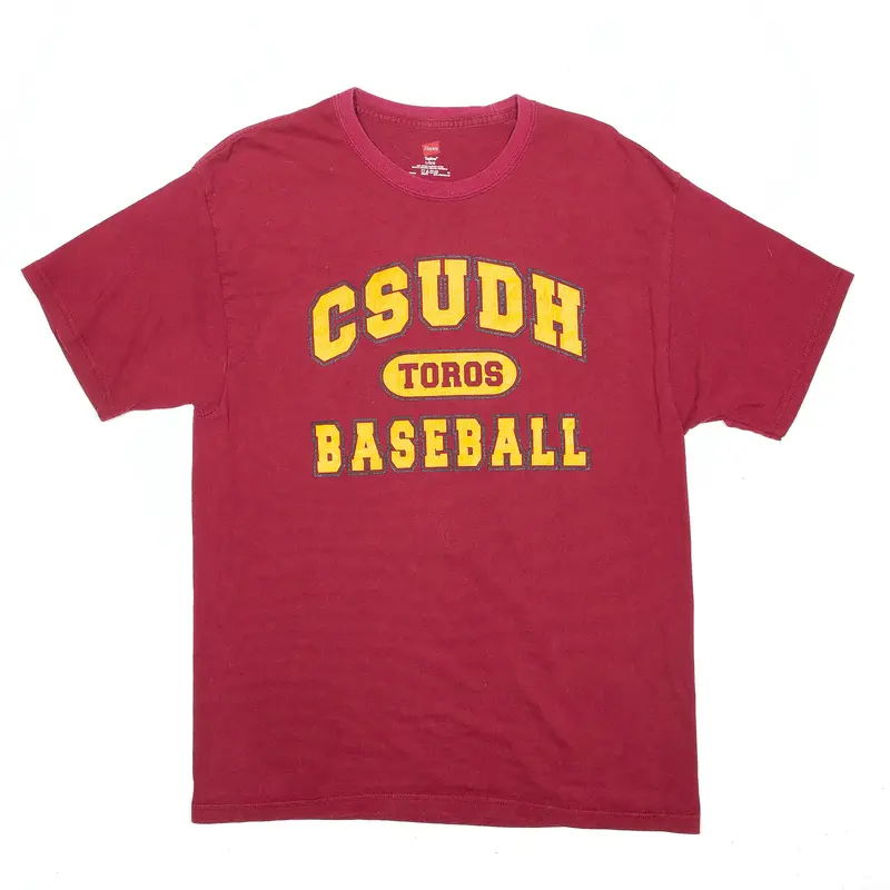 HANES CSUDH Toros Baseball T-Shirt Maroon Short Sleeve Mens L