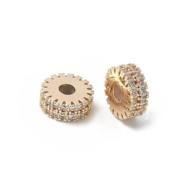 Brass Micro Pave Cubic Zirconia Daisy Spacer Beads