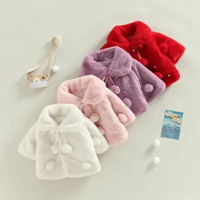 Infant Baby Girls Coat Faux Fur Long Sleeve Cape Cloak Jackets Outwear Warm Winter Clothes