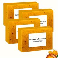 4-Pack Turmeric & Kojic Acid Soap, 100g Each, Deep Moisturizing, Fresh Scent, for Beards Skin Care Cleanser Brightening Gentl...
