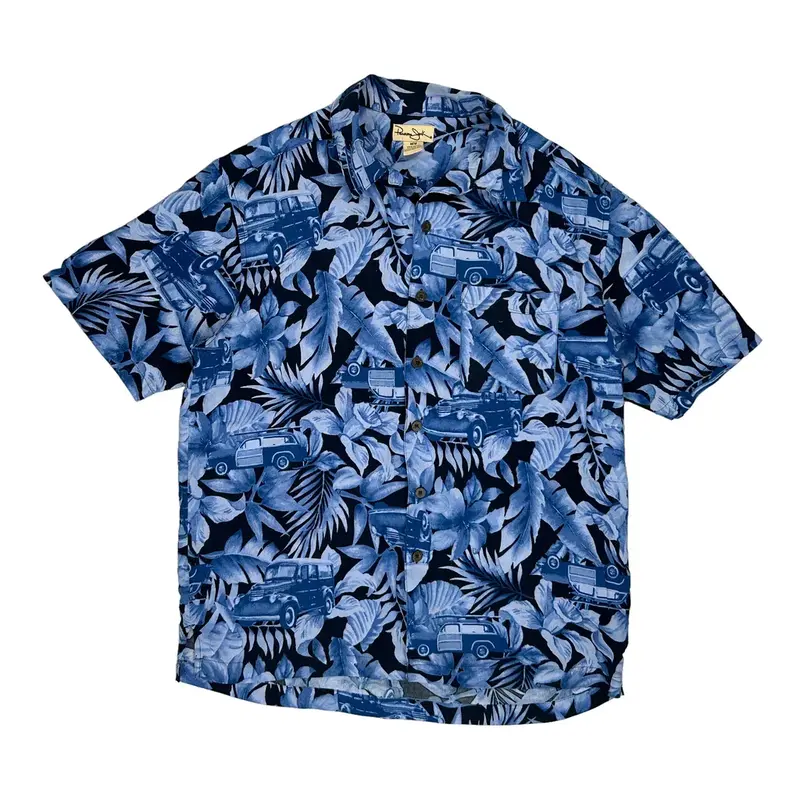 Panama Jack Hawaiian Shirt - Medium Blue Viscose