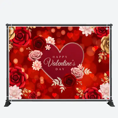 Red Pink Rose Heart Bokeh Valentines Day Backdrop - Aperturee