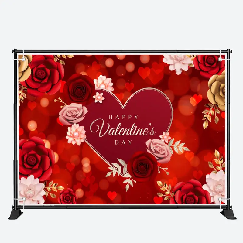 Red Pink Rose Heart Bokeh Valentines Day Backdrop - Aperturee