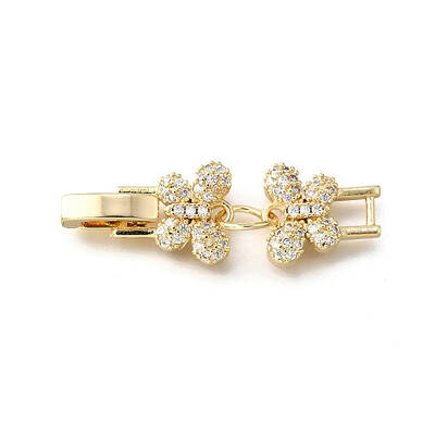 Brass Micro Pave Clear Cubic Zirconia Fold Over Clasps