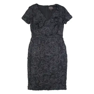 PHASE EIGHT Womens Bodycon Dress Black Lace Short Sleeve Midi UK 10
