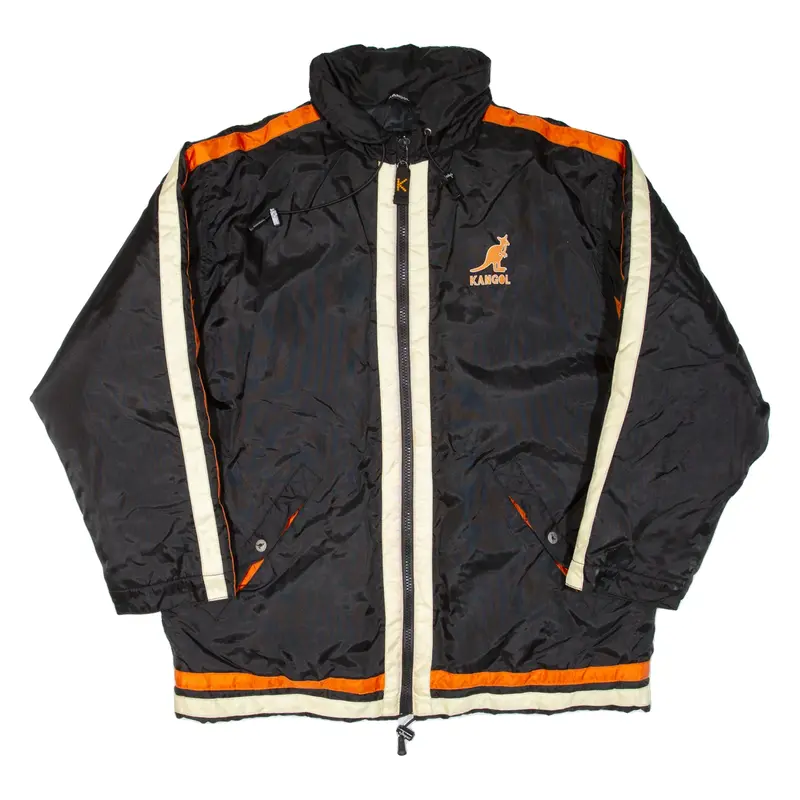 KANGOL Mens Puffer Coat Black Nylon XL