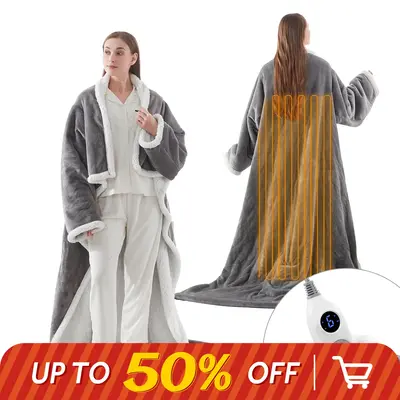 Westinghouse Electric Snuggle Throw Blankets with Foot Pocket, Wearable Heated Blanket with Sleeves, 6 Heating Levels & 2 to ...