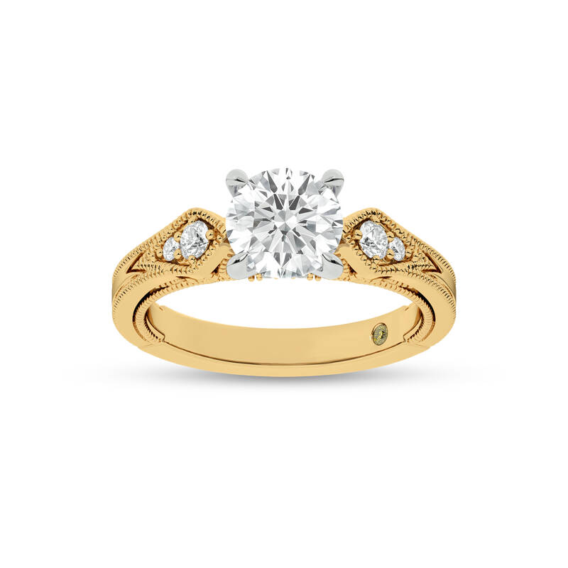 Vesta Vintage Inspired Round Lab Grown Diamond Engagement Ring | 18K Yellow Gold 4 1/4 CT. TW.