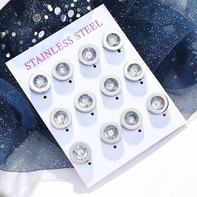 304 Stainless Steel Flat Round Stud Earrings