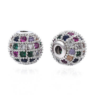 Rack Plating Brass Cubic Zirconia Beads