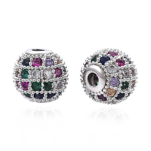 Rack Plating Brass Cubic Zirconia Beads